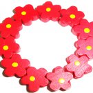 Childrens Wooden Flower Bracelet - Red