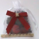 Red and White Scented Sachet bag with Bow and Gold beading