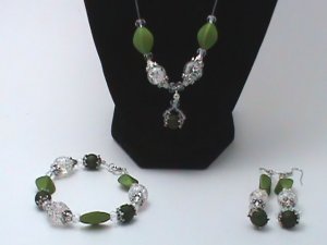 Olive Green Glass Bead set -Twin Collection