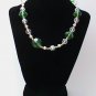 Green and Crystal with tint of gold beaded Necklace