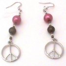 Peace Earrings-Pink and Brown