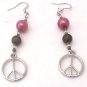 Peace Earrings-Pink and Brown