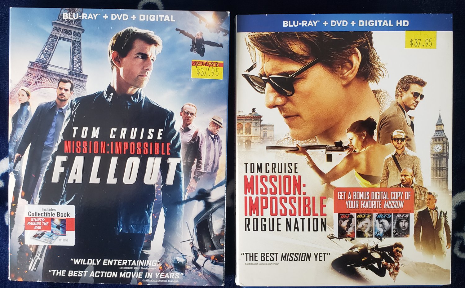 LOT OF 2 MISSION IMPOSSIBLE ROGUE NATION+FALLOUT BLU-RAYs TOM CRUISE