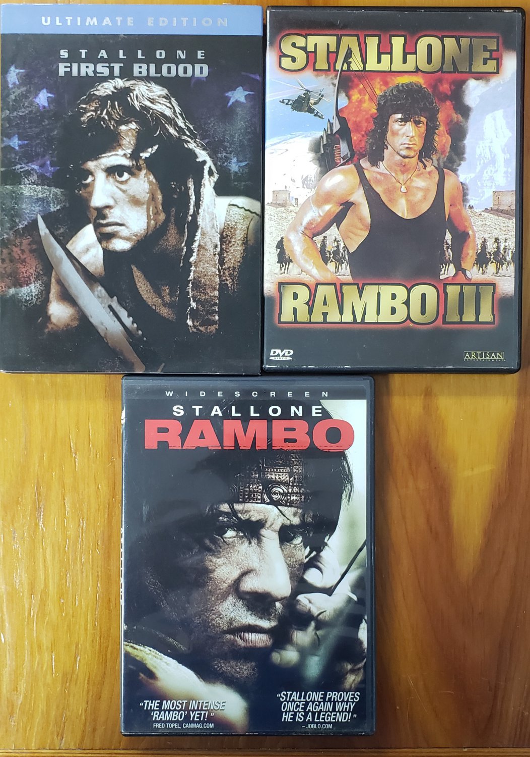 LOT OF 3 RAMBO FIRST BLOOD+RAMBO III+RAMBO DVDs SLYVESTER STALLONE