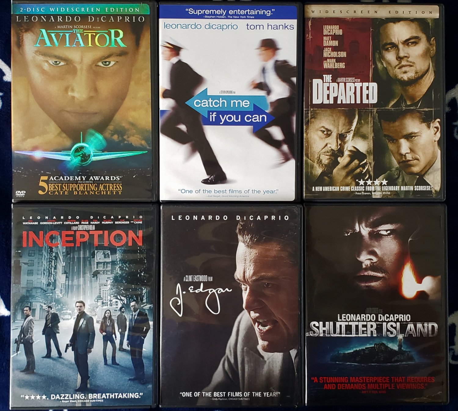 LOT OF 6 LEONARDO DICAPRION MOVIES THE AVIATOR CATCH ME IF YOU CAN THE DEPARTED
