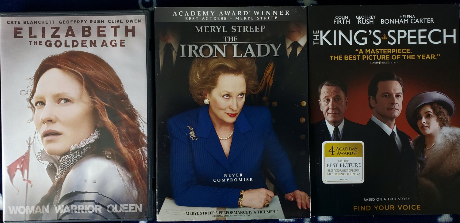 LOT OF 3 GREAT BRITAIN MOVIE DVDS ELIZABETH THE GOLDEN YEARS THE IRON LADY