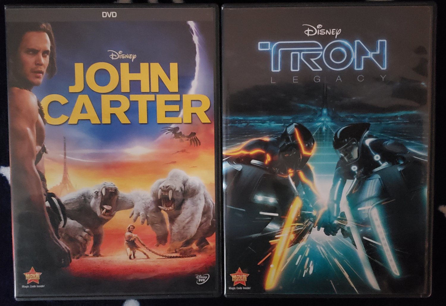 LOT OF 2 DISNEY MOVIES JOHN CARTER & TRON LEGACY DVDs