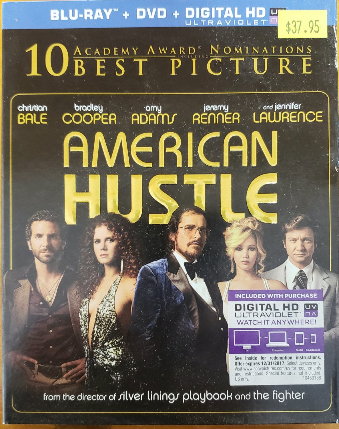 AMERICAN HUSTLE 2013 BLU-RAY+DVD CHRISTIAN BALE JENNIFER LAWRENCE