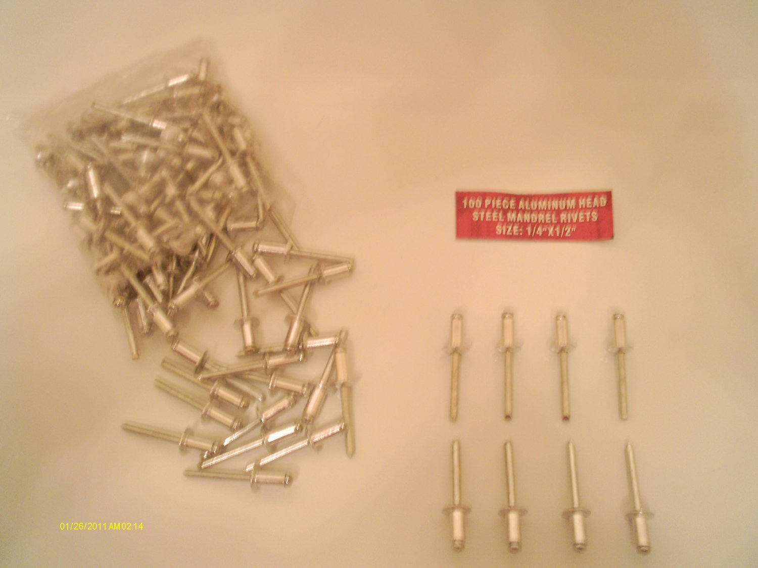New ALUMINUM POP RIVETS /steel mand 100 pcs 1/4" x 1/2" FREE SHIPPING within USA