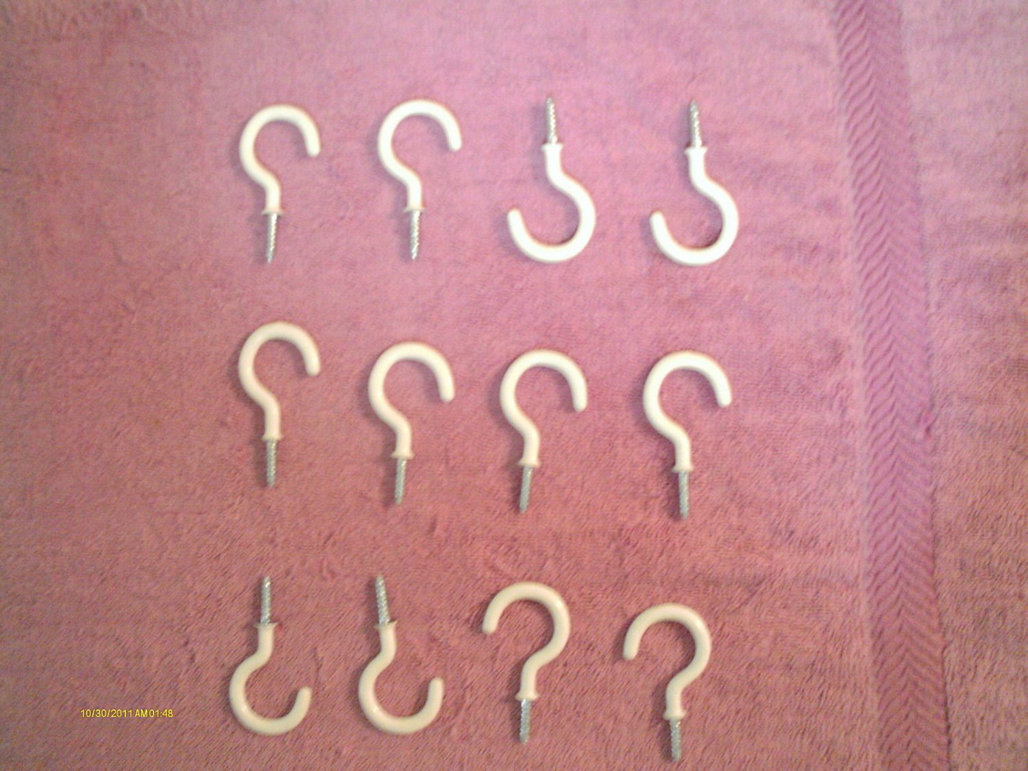 12 PIECES 1 1/2 inch WHITE PVC CUP HOOKS PLANT HANGERS FREE SHIPPING IN USA NEW