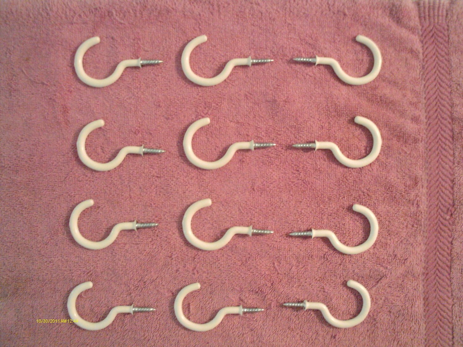12 PIECES 2 inch WHITE PVC CUP HOOKS--PLANT HANGERS, DISPLAYS, TRADE SHOWS NEW