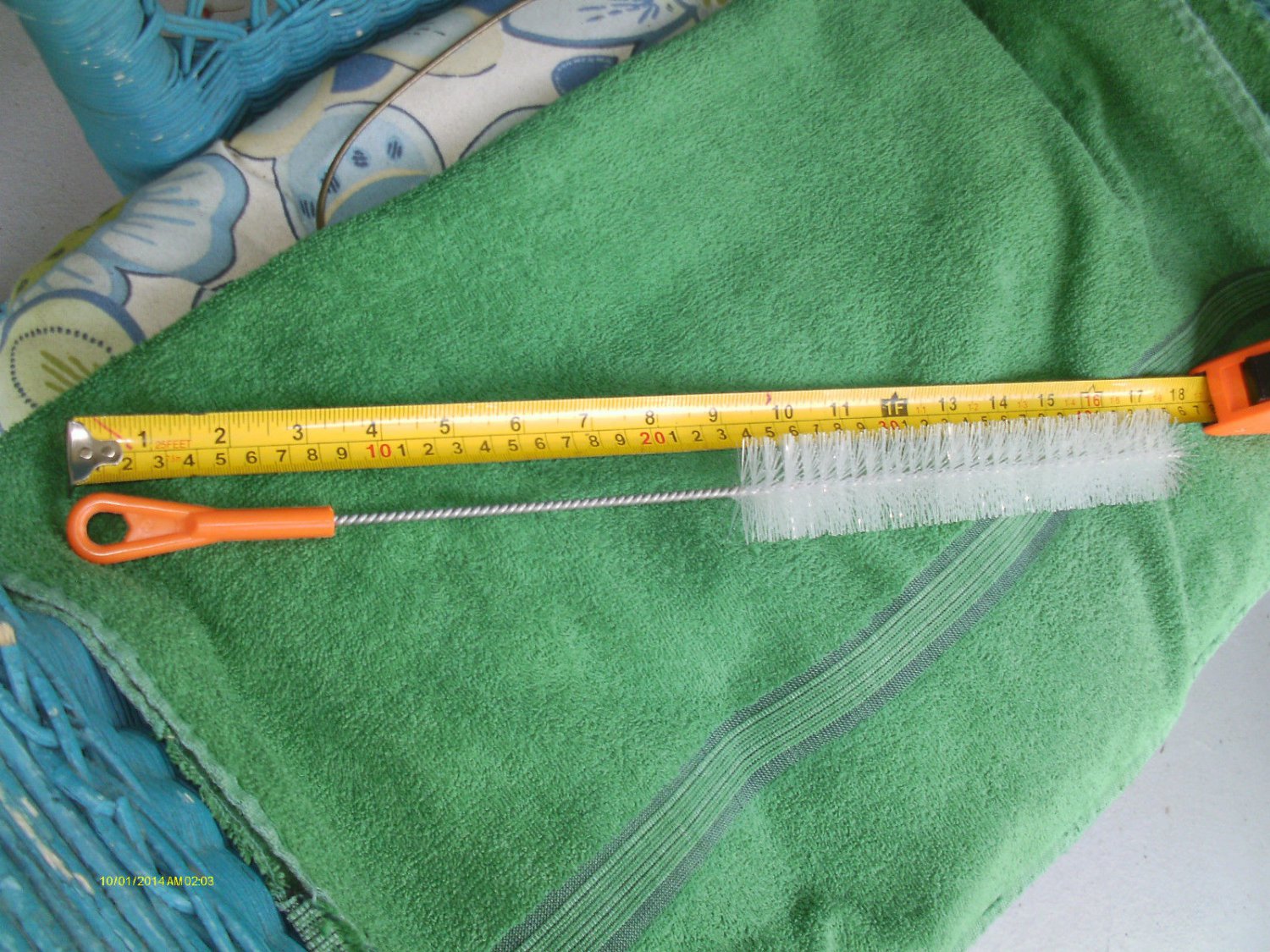 1 pc BOTTLE tube BRUSH clear stiff nylon BRISTLES 17 inch LENGTH x 1.5 DIA NEW