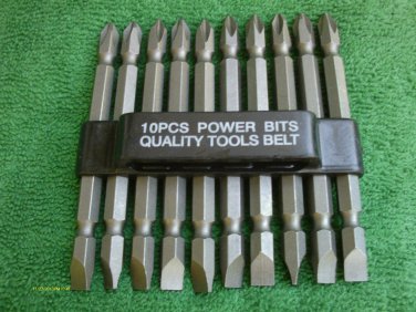 10 pieces DOUBLE END POWER BIT w/PLASTIC HOLDER 3 1/2 inch LONG #2ph X 1/4" NEW