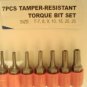 7pc TAMPER PROOF TORX BIT SET T-7-8-9-10-15-20-25 ELECTRICAL NEW