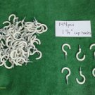 144 PIECE 1 1/4 inch WHITE PVC CUP HOOKS-PLANT HANGER-DISPLAYS, TRADE SHOWS NEW