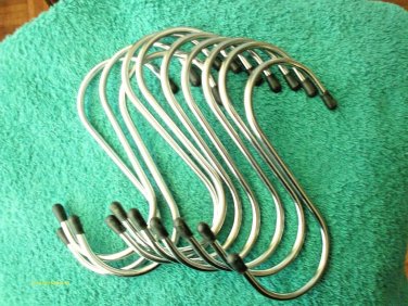 10pc 5" Deep Chrome Plated S-Hooks Display Plant Hanging Home Shop Garage Garden