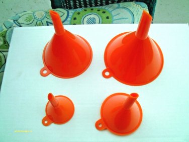 1 X 4 Size Plastic Funnel Set Liquids Cooking Dry Goods Auto Home Shop Garage