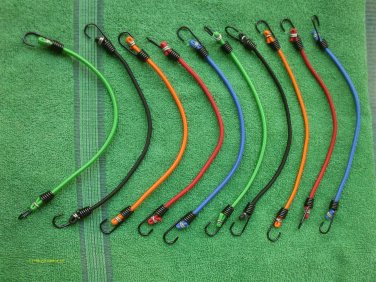 10 pc Strong Long Lasting Bungee Cord Pack Assorted Colors Metal Steel Hooks New