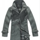 Free Shipping -- MEN'S WOOL DOUBLE BREASTED PEA COAT EC-001