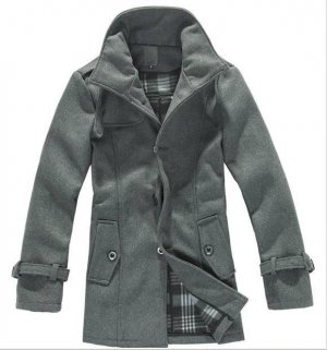 Free Shipping -- MEN'S WOOL DOUBLE BREASTED PEA COAT EC-001
