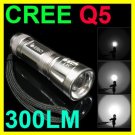 CREE Q5 LED Zoomable Adjustable Focus 3 Modes Aluminum alloy Flashlight Torch Ultra Bright 300