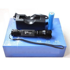 Wholesale LED Flashlight torch+charger+battery+gift box