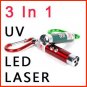 Wholesale 3 in 1 Laser Pointer 2 LED Flashlight UV Torch Keychain +3x LR44 button cell battery
