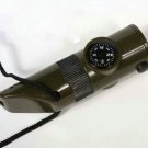 7 in 1 whistling compass/LED flashlight/survival shao/magnifying glass/reflector/thermometers/seal