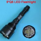 Wholesale 3pcs/Lot WF 1200L 5*CREE Q5 1200 Lumen 5 mode LED Torch+Free Shipping+Using 2*18650