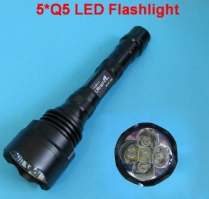 Wholesale 3pcs/Lot WF 1200L 5*CREE Q5 1200 Lumen 5 mode LED Torch+Free Shipping+Using 2*18650