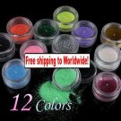 12 x Glitter Powder Dust for Nail Art + Free shipping!