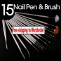 15 Nail art pen and brushes + Free shipping!