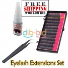 Eyelash Extensions Glue + Tweezer + False Eyelash Set BC + Free shipping to worldwide!