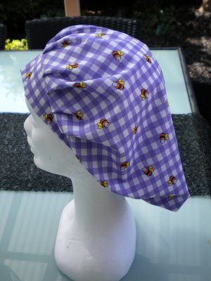 Scrub Hat... Bouffant...Bees on Purple Check