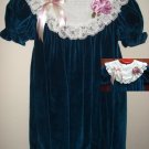 Green velvet dress for little girl (016)