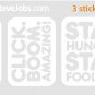Steve Jobs stickers set 3x FOOLISH WHITE (iphone, ipad, macbook)