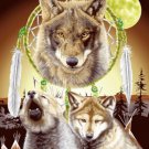 Mink Blanket, Wolf with Dream Catcher, Q959