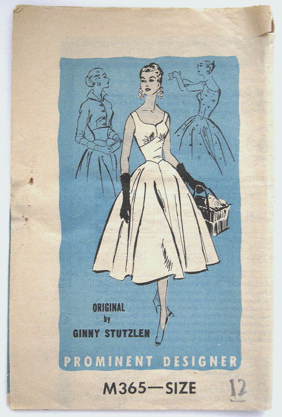 Prominent Designer Ginny Stutzlen 1950s Marilyn Monroe Style Dress Sewing Pattern M365 SZ 12 Bust 30