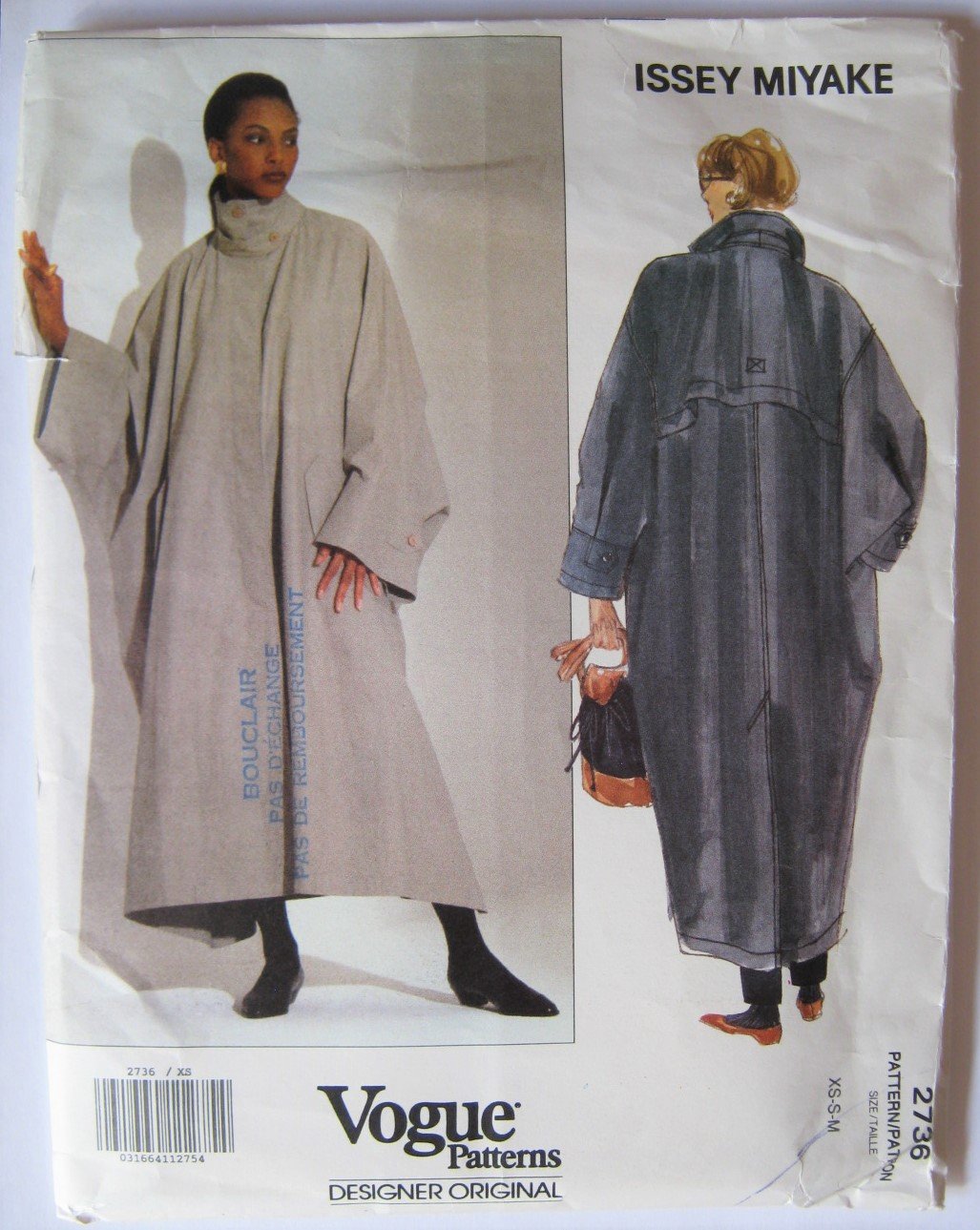 Vogue 2736 Issey Miyake Designer Oversized Coat Sewing Pattern Sizes XS ...