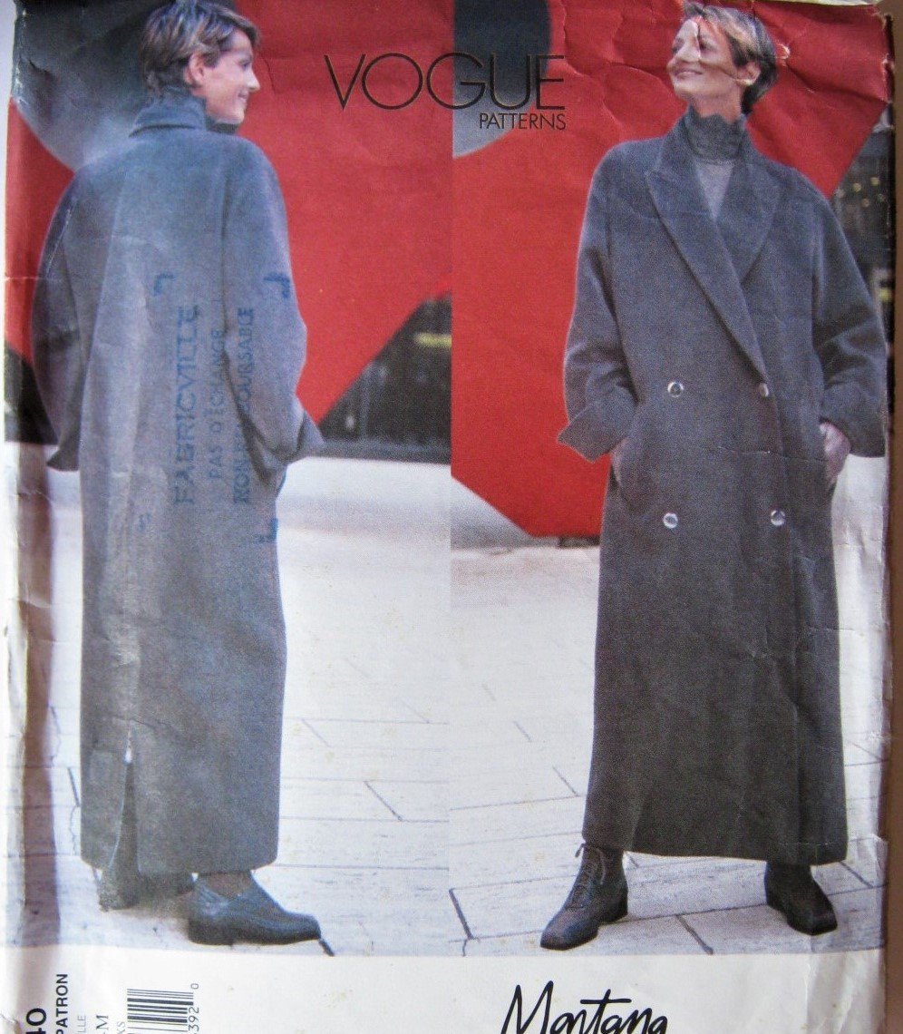 Vogue 2040 MONTANA Paris Original Sewing Pattern Misses Oversized COAT Size 6-8-10 Bust 30 31 32 UC