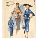 RARE Advance Import 61 Sewing Pattern 1950s Sizzling Suit Jacket w Slim Wrap Skirt