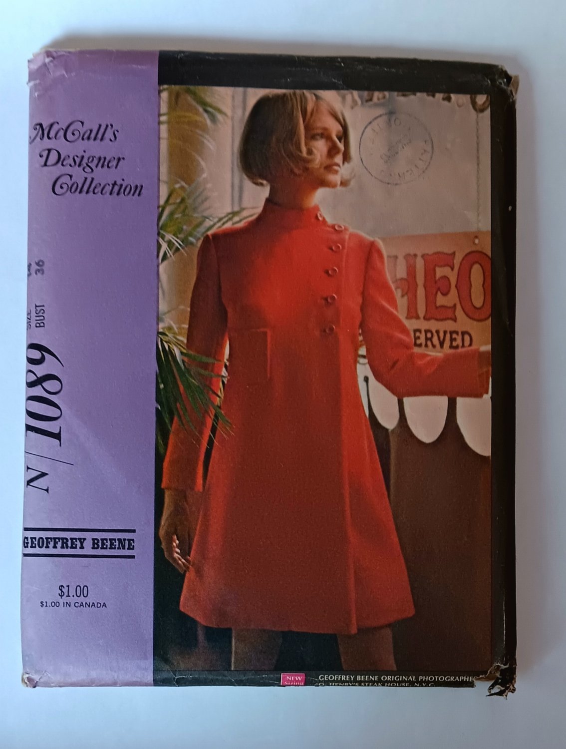 1970s Geoffrey Beene Mod Dress Sewing Pattern McCalls 1089 Misses Size 14 Bust 36 UC