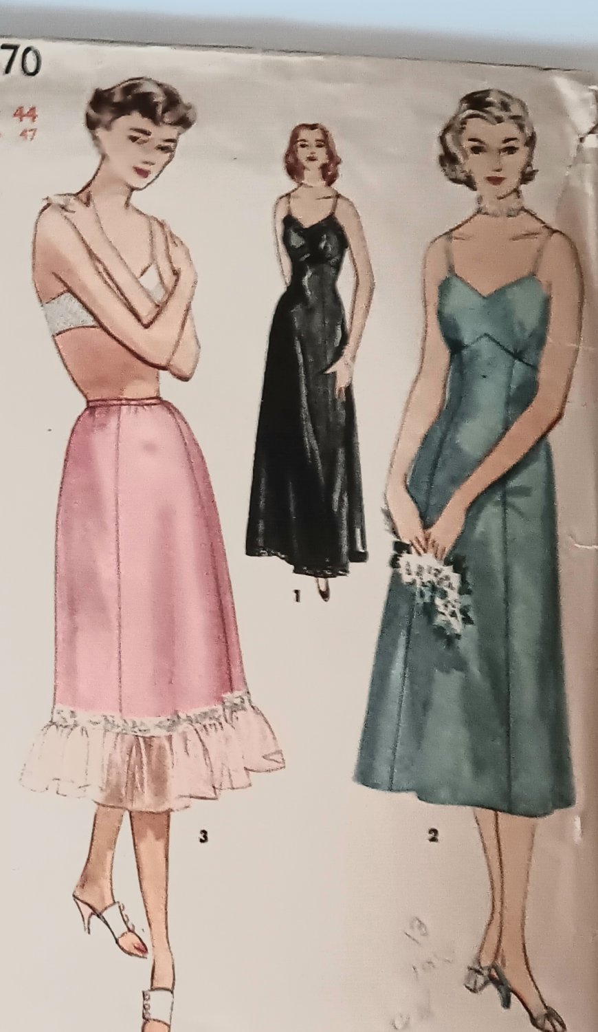 1950s Womans Slip Plus Size Simplicity 4470 Full Length Day Length Half Slip Sewing Pattern B44