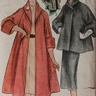 1950s Coat or Topper Jacket Sewing Pattern Simplicity 8449 Flared Swing Shawl Collar Size 12 Bust 30