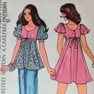 1970s BOHO Dress Top Sewing Pattern McCalls 3682 Empire Waist Flutter Sleeve EASY SZ 10 Bust 32.5 UC