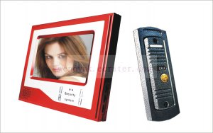 Super Thin 7 Inch Color Video Door Phone Home Security Intercom System Red color