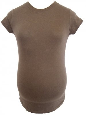 Solid Brown Maternity Shirt S/M