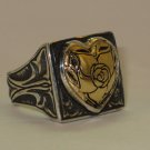"Forever" Sterling silver and 14 karat yellow gold ring