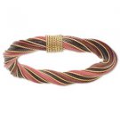 Wicker and aluminum bracelet, rosy hues