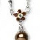 Brown Glass Pearl and Rhinestone necklace